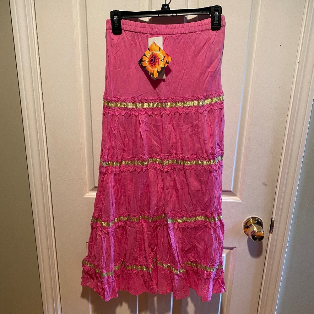 Sacred thread pink & gold long skirt